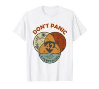 42 Respuesta a La Vida, el Universo y Todo, no Entre en pánico Camiseta gráfica económica, Hombre, Blanco, L
