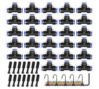 42 unidades de conectores neumáticos 8 mm T tipo neumático conector conector de enchufe de estrangulamiento de manguera Set para conexión de manguera de aire