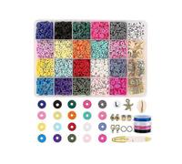 4200pcs Clay Beads Bracelet Making Kit Flat Round Polymer Heishi Beads Preppy Spacer Letter Beads with Pendant Charms