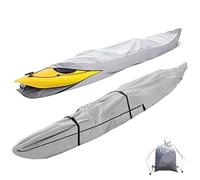 420d Funda Kayak 4m,13ft Cubierta Universal para Kayak Fundas Canoa Impermeable Duradera Cubierta de Polvo de Almacenaje Protección UV para Barco de Pesca Canoe(Gray)