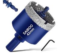 42mm Sierra Perforadora de Diamante con Broca Piloto, Cristal Broca Sierra Perforación de Punta de Diamante para Vidrio Cerámica Mármol Porcelana Azulejos Piedra Caliza