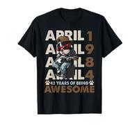42nd Birthday Dog Lover April 1984 Vintage 42 Years Old Men Camiseta