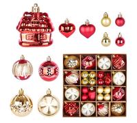 42PCS Bolas de Navidad Rojas: Bolas Arbol de Navidad 6 cm/3 cm, Adornos para árbol de Navidad con Ganchos, para Decorar Bodas, Fiestas y Otras Ocasiones