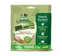 GREENIES Bastones dentales para Perros pequeños Que pesan de 2 a 7 kg, 43 palitos masticables, golosinas de higiene bucal certificadas por Veterinarios, 340 g