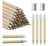 43 mini lápices HB con gomas en el extremo, lápices de golf borrables, juego de lápices pequeños con 2 sacapuntas, lápices gruesos para niños, para escribir, dibujar, estudiantes, oficina en casa,