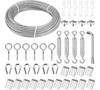 43 Pcs cable acero inoxidable Kit 20M 3mm Garden Wire Rope Kit Garden Wire para plantas trepadoras con M5 Tensor para Alambre Tensores para Toldos Exterior
