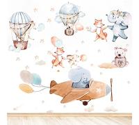 43 Pcs Pegatinas de Pared Globos Aerostáticos de Animales, Pegatinas de Pared Animales del Bosque para Habitación Infantiles Niños Dormitorio Guardería