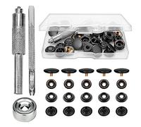 43 Piezas Corchetes de Presión Metálicos,15mm Botones de Presion Metalicos,Kit de Herramientas de Botón Snap Metal,Botones de Presión para Cuero con Herramientas de Fijación para Ropa Chaquetas Jeans