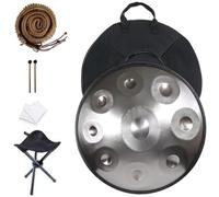 432 Hz / 440 Hz Handpan Drum Tambor De Acero Handpan 56 Cm 9/10/12 Notas Instrumento De Percusión En D Minor Para Curación De Sonido, Meditación Personal, Yoga(Color:Plata,Size:9 Notes(432HZ))