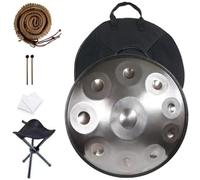 432 Hz / 440 Hz Handpan Drum Tambor De Acero Handpan 56 Cm 9/10/12 Notas Instrumento De Percusión En D Minor Para Curación De Sonido, Meditación Personal, Yoga(Color:Plata,Size:10 Notes(440HZ))