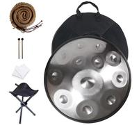 432 Hz / 440 Hz Handpan Drum Tambor De Acero Handpan 56 Cm 9/10/12 Notas Instrumento De Percusión En D Minor Para Curación De Sonido, Meditación Personal, Yoga(Color:Plata,Size:12 Notes(440HZ))