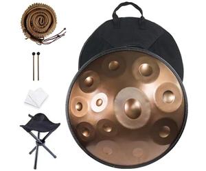 432 Hz / 440 Hz Handpan Drum Tambor De Acero Handpan 56 Cm 9/10/12 Notas Instrumento De Percusión En D Minor Para Curación De Sonido, Meditación Personal, Yoga(Color:Gold,Size:12 Notes(432HZ))
