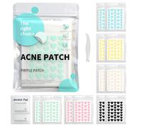 432 Piezas Parches Granos, Pimple Patches | Acne Patch, Corazones para Granos Pegatinas Cara Acné Invisibles Hidrocoloides con 10 Toallitas con Alcohol y Pinzas, 10 Colores