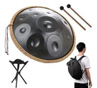 432hz/440hz Hand Pan Steel Adults Handpan Drum, 12 Notes Handpan Drum, Handpan Drums For Beginners Gift Kids Meditation Con Protección De Borde De Ratán(Black,440HZ)