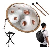 432hz/440hz Hand Pan Steel Adults Handpan Drum, 12 Notes Handpan Drum, Handpan Drums For Beginners Gift Kids Meditation Con Protección De Borde De Ratán(Gold,440HZ)