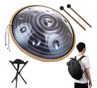 432hz/440hz Hand Pan Steel Adults Handpan Drum, 12 Notes Handpan Drum, Handpan Drums For Beginners Gift Kids Meditation Con Protección De Borde De Ratán(Dark,432HZ)