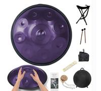 432Hz/440Hz Handpan Drum，9/10/12 Notas Tambor de Acero，Re Menor Percusión de Tambor Principiante Tambor de Lengua Re menor 56cm para Sanación con Sonido, Yoga(Purple,432HZ/9Note)