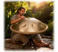 432Hz Handpan 56cm 9/10/12 Notas Tambor De Lengua De Acero, Re Menor Handpan Drum Juego De Batería De Mano Para Principiantes En Sanación Con Sonido, Meditación(Negro,10)