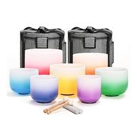 432HZ - Juego de 7 cuencos de cristal de cuarzo esmerilado Aria de 6 a 12 pulgadas con 2 bolsas de transporte de viaje.