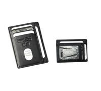 433 monedero pequeño, Piel de vacuno negra con ventana transparente, medium, Minimalista