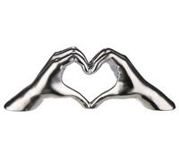 43397 Escultura Cerámica Mano" Heart" Corazón Forma Manos Plata/Platinfarben