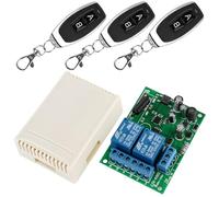 433MHZ FR Interruptor de control remoto inalámbrico 2 canales: AC 220V 230V 240V Receptor de relé inalámbrico con 3 transmisores Control remoto RF, módulo de relé RF Interruptor Transmisor para puerta