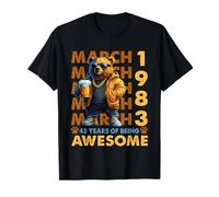 43rd Birthday Cool Bear March 1983 Vintage 43 Years Old Camiseta