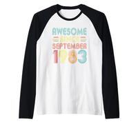 43rd Birthday Idea Awesome Since September 1983 43 Years Old Camiseta Manga Raglan