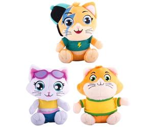 44 Cats Juego de 3 peluches bordados de calidad de regalo súper suave de 12 cm, Lampo, Milady y Meatball
