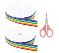 44 Metros De Cinta Arcoíris, 1 Par De Tijeras, Cinta Larga, Cinta De Grosgrain De Poliéster, Decoración Del Orgullo Del Abanico Arcoíris