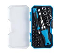 44-Piece Ratchet Screwdriver Socket Tool Set For Home DIY, Multi-Functional Precision Bit Kit With Flathead Phillips Hex Drivers, Portable Hard Case With Adapters For Screws & Nuts, Chrome Vanad