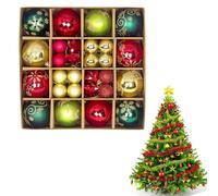 44 Piezas Bolas de Navidad Christmas Gifts,Bolas de Navidad,Bola Navidad Personalizada,Verde, Rojo, Oro.Adornos de Copos de Nieve para Navidad Árbol Festividades Hogar Fiesta Decoración.