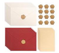 44 unidades de papel de carta vintage con sobre, juego de sobres con 12 sobres y 12 sellos de cera autoadhesivos y 20 papel de carta A5 vintage para cartas de amor, boda, cumpleaños