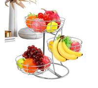 - 44 x 30 cm Obstständer | Obstaufbewahrung Für Arbeitsplatte Mit Bananenhaken, Dreistufiger Metall Aufbewahrungsorganizer, Rutschfest Gëmüse Küche Etagere