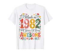 44 Year Old Made in 1982 Retro Floral 44th Birthday Women Camiseta