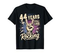 44 Years Still Loud Still Rocking Cumpleaños Camiseta