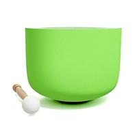 440 Hz F Nota Cuenco Cantor de Cristal Verde Chakra del Corazón Cuenco de Canto de 8 Pulgadas Cuenco de Cristal de 20 CM de Cuarzo Esmerilado Junta Tórica y Mazo Incluidos Regalos de Yoga