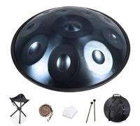 440 Hz Handpan Drum Instrument 56cm 9/10/12 Notes D Minor Handpan Music, Generates Meditation Sounds with Hand Pan for Beginners con Soporte de Mano, Bolsa de Mano(Azul,10 notas)