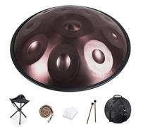 440 Hz Handpan Drum Instrument 56cm 9/10/12 Notes D Minor Handpan Music, Generates Meditation Sounds with Hand Pan for Beginners con Soporte de Mano, Bolsa de Mano(Púrpura,10 notas)