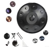 440 Hz Notas Handpan Drum, 55cm Hand Pan Steel Instrumento En D Menor, Clásico 432 Hz Steel Tongue Drum Instrumento Para Adultos, Niños, Principiantes Y Jugadores(Negro,432hz 9 Notes)