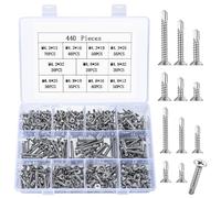 440 Pcs Autoperforantes, M4.2 M4.8 Tornillos Autorroscantes de Cabeza Plana en Cruz, Tornillos Roscachapas Autotaladrante, Tornillos Avellanados para Plastico Láminas de Metal Madera