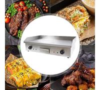 4400 W plancha eléctrica profesional para alimentos con temperatura ajustable eléctrica semilisa y semirrígida superficie de la parrilla Che 72,6 cm × 40 cm 220 V plata