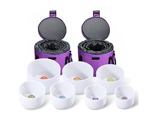 440Hz Helched Cuarz Crystal Bowl 6-12in Set, 6b 7g 8a 9f 10e 11d 12c, Con Estuche De Transporte, Mazo De Goma, Palo De Gamuza, Juntas Tóricas, For Meditación, Yoga, Curación De Sonido.