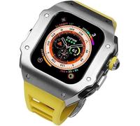 44mm 45mm 49mm Luxury Stainless Steel Watch Case Fluorine Rubber Watch Strap，For Series 8 7 6 SE 5 4，Metal Bezel Sport Band Mod Kit Replacement Accessorie