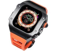 44mm 45mm 49mm Luxury Stainless Steel Watch Case Fluorine Rubber Watch Strap，For Series 8 7 6 SE 5 4，Metal Bezel Sport Band Mod Kit Replacement Accessorie