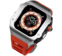 44mm 45mm 49mm Luxury Stainless Steel Watch Case Fluorine Rubber Watch Strap，For Series 8 7 6 SE 5 4，Metal Bezel Sport Band Mod Kit Replacement Accessorie