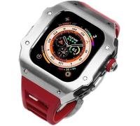 44mm 45mm 49mm Luxury Stainless Steel Watch Case Fluorine Rubber Watch Strap，For Series 8 7 6 SE 5 4，Metal Bezel Sport Band Mod Kit Replacement Accessorie