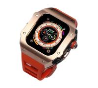 44mm 45mm 49mm Luxury Stainless Steel Watch Case Fluorine Rubber Watch Strap，For Series 8 7 6 SE 5 4，Metal Bezel Sport Band Mod Kit Replacement Accessorie