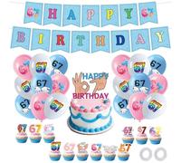 44pcs Steal a Brainrot 67 Decoración Cumpleaños, Steal a Brainrot 67 Pancarta de Feliz Cumpleaños, Italian Brainrot Decoraciones para cupcakes, Regalo para Fans del Anime