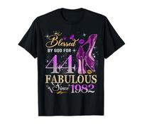 44th Birthday Queen Blessed by God 44 Fabulous Since 1982 Camiseta